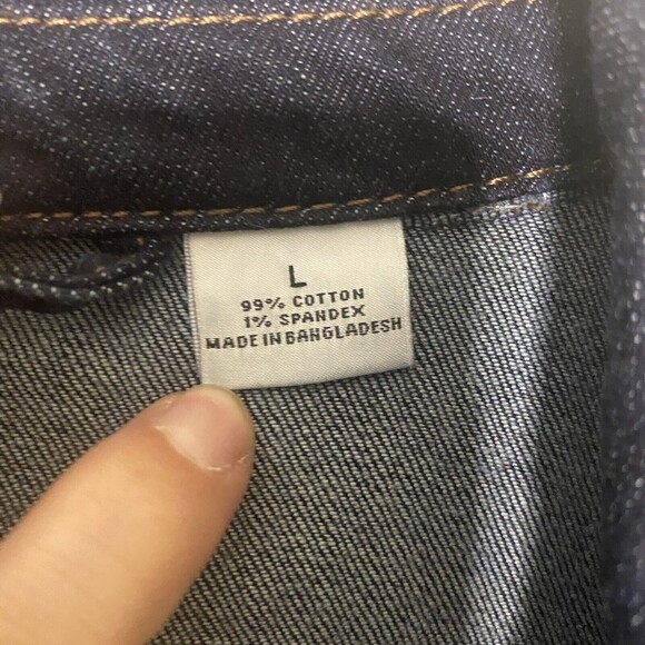 Liz Claiborne Jean Jacket Womens Size Large Blue Long Sleeve Button Up Dark Wash - Picture 7 of 14